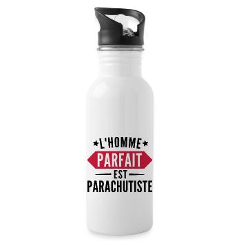 l homme parfait est parachutiste - Gourde avec paille intégrée - blanc - Droite
