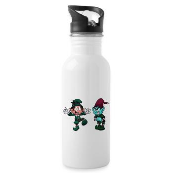 Naughty And Nice Christmas Elf - Water bottle with straw - white - Right
