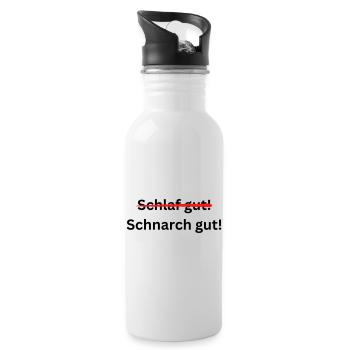 Schlaf gut Schnarch gut - Trinkflasche mit integriertem Trinkhalm - Weiß - Rechts