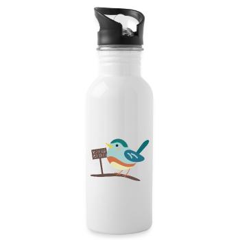Dicker Vogel - Trinkflasche mit integriertem Trinkhalm - Weiß - Rechts