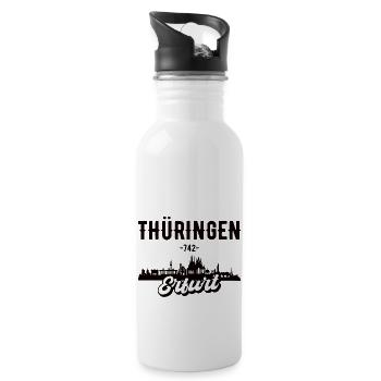 Erfurt Thüringer Thüringen Geschenk - Trinkflasche mit integriertem Trinkhalm - Weiß - Rechts