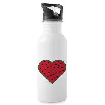 pastèque coeur - Gourde avec paille intégrée - blanc - Droite
