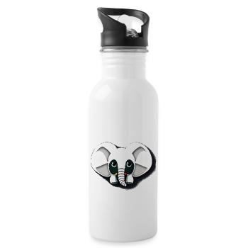 Little Elephant Cartoon Cute Adventure 11 - Water bottle with straw - white - Right