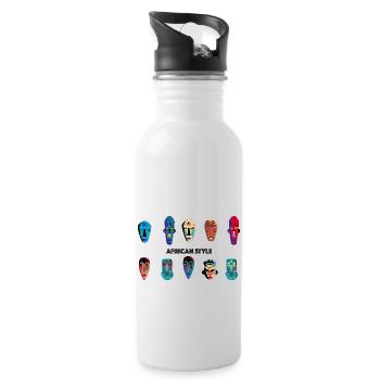 Afrika - Trinkflasche mit integriertem Trinkhalm - Weiß - Rechts