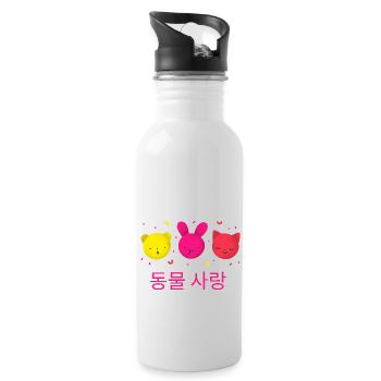 Koreanische Cuties - Trinkflasche mit integriertem Trinkhalm - Weiß - Rechts