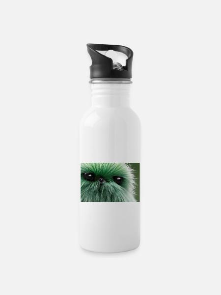 cute monster - Trinkflasche mit integriertem Trinkhalm - Weiß
