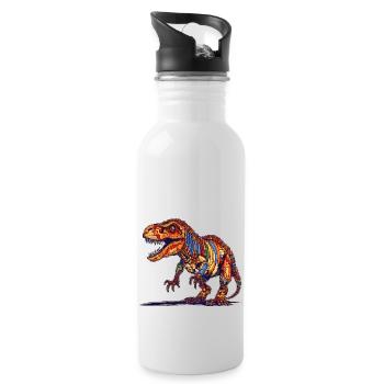 Dino éteint dans des graphismes de pixels colorés - Gourde avec paille intégrée - blanc - Droite