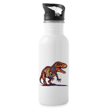 Pixel Dino dans le style des anciens graphismes de jeux vidéo - Gourde avec paille intégrée - blanc - Droite