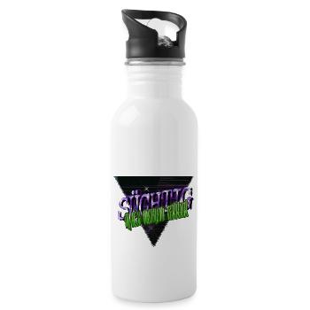 lustig cool geek bullterrier hundeliebhaber - Trinkflasche mit integriertem Trinkhalm - Weiß - Rechts