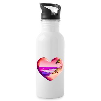 Strand Sonne Sommerurlaub Palme Insel Palmen - Trinkflasche mit integriertem Trinkhalm - Weiß - Rechts