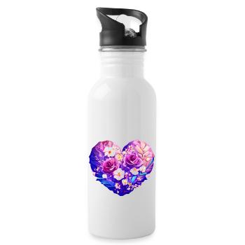 Mother's Day Love Valentine's Day Engagement Wedding - Water bottle with straw - white - Right