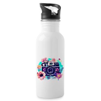 Photographer Photographing Camera Funny Photographers - Water bottle with straw - white - Right