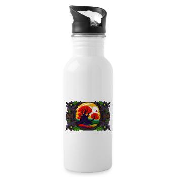 Framed fall - Water bottle with straw - white - Right
