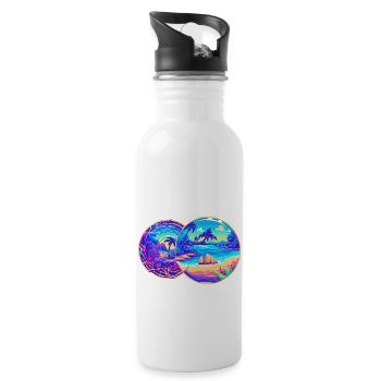 Plages violettes - Gourde avec paille intégrée - blanc - Droite