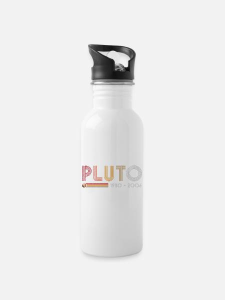 Pluto Vergessen Sie niemals Retro-Wissenschaft und Astronomie - Trinkflasche mit integriertem Trinkhalm - Weiß