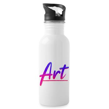 ART lettering in magenta sky - Water bottle with straw - white - Right