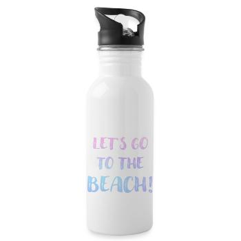 lets go to the beach pastell blau violett - Trinkflasche mit integriertem Trinkhalm - Weiß - Rechts