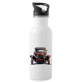 Oldtimer sind Zeugen aus vergangenen Zeiten - Trinkflasche mit integriertem Trinkhalm - Weiß - Rechts