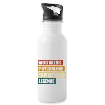 Lustiger Taucher Tauchlehrer Spruch - Trinkflasche mit integriertem Trinkhalm - Weiß - Rechts