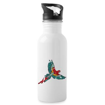 Papagei - Trinkflasche mit integriertem Trinkhalm - Weiß - Rechts