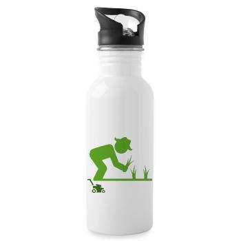 Leave me a Lawn - Trinkflasche mit integriertem Trinkhalm - Weiß - Rechts