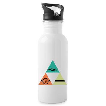 Triathlon TRI Triathlet "swim-bike-run" - Trinkflasche mit integriertem Trinkhalm - Weiß - Rechts