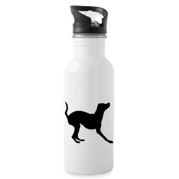 zwergpinscher schattenriss 1 - Trinkflasche mit integriertem Trinkhalm - Weiß - Rechts