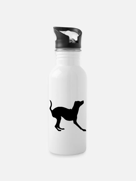 zwergpinscher schattenriss 1 - Trinkflasche mit integriertem Trinkhalm - Weiß