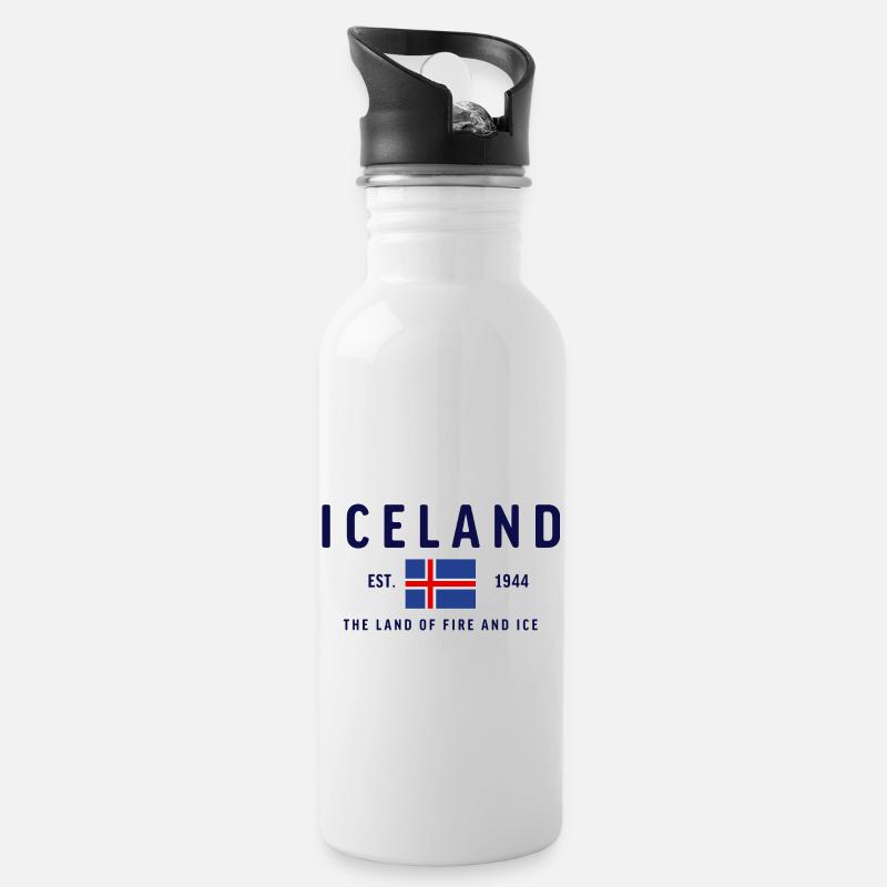 Iceland Classic - Water bottle with straw - white
