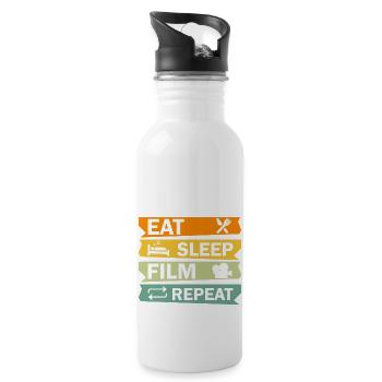 Eat Sleep Film Repeat. Film Lover - Water bottle with straw - white - Right