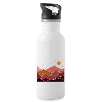 Berg Abenteuer Geschenk Spruch Bergsteigen Wandern - Trinkflasche mit integriertem Trinkhalm - Weiß - Rechts