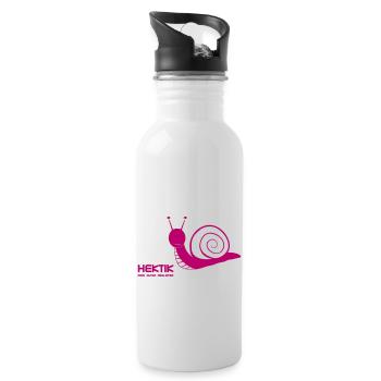 Hektik kein guter Begleiter - Trinkflasche mit integriertem Trinkhalm - Weiß - Rechts