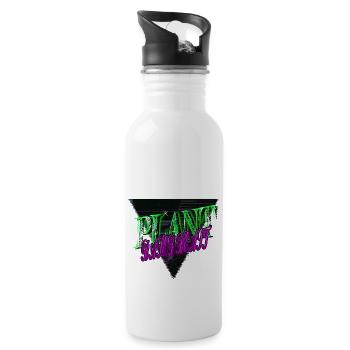 Earth Present Vegetarian Pro Vegan Animal Rights - Water bottle with straw - white - Right