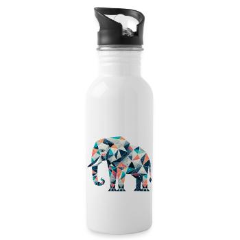 Elefant // elephant - Trinkflasche mit integriertem Trinkhalm - Weiß - Rechts