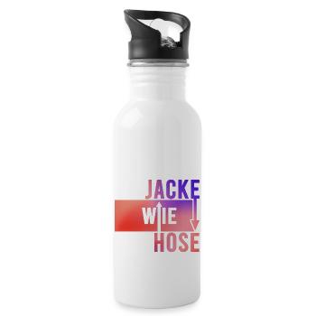Jacke wie Hose Lustige Sprüche Humor - Trinkflasche mit integriertem Trinkhalm - Weiß - Rechts