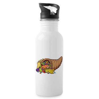 Thanksgiving Cornucopia - Water bottle with straw - white - Right