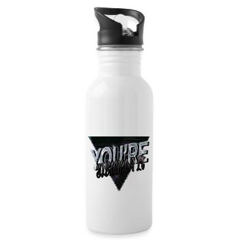 Beach Christmas Comic Quote Bodybuilder Beard Dork - Water bottle with straw - white - Right