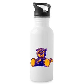 Creepy Teddy Yellow - Trinkflasche mit integriertem Trinkhalm - Weiß - Rechts