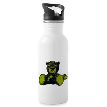 Creepy Teddy Green - Water bottle with straw - white - Right