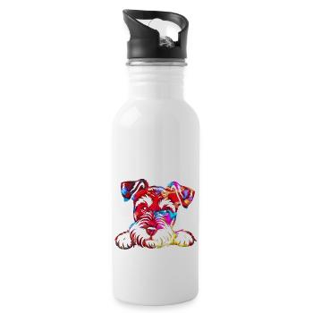 Hund Welpe Niedlicher Hund Corgi Aquarell Kunst Cartoon Wof - Trinkflasche mit integriertem Trinkhalm - Weiß - Rechts