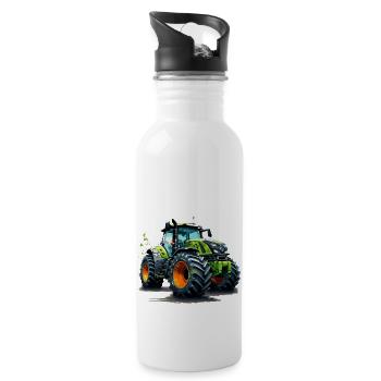 Traktor Bauern und Landwirte Trecker Design - Trinkflasche mit integriertem Trinkhalm - Weiß - Rechts