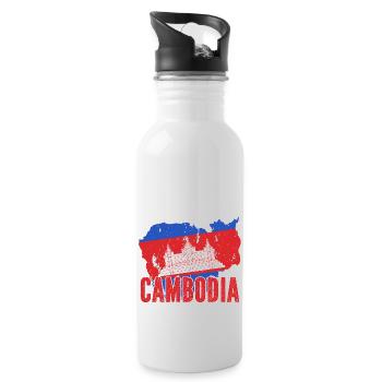 Temple du Cambodge Khmer Vintage drapeau je cadeau - Gourde avec paille intégrée - blanc - Droite