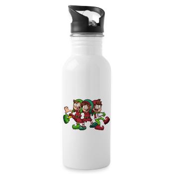 Singende Weihnachtselfen - Trinkflasche mit integriertem Trinkhalm - Weiß - Rechts