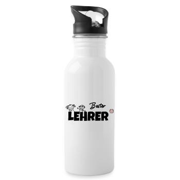 Bester Lehrer - Trinkflasche mit integriertem Trinkhalm - Weiß - Rechts