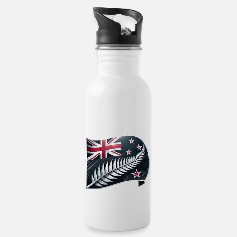 Neuseeland Aotearoa Kiwi 1 - Trinkflasche mit integriertem Trinkhalm - Weiß