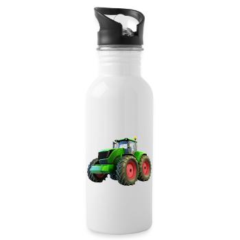 Neuer großer Traktor mit roten Felgen - Trinkflasche mit integriertem Trinkhalm - Weiß - Rechts