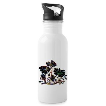 Flowers - Water bottle with straw - white - Right
