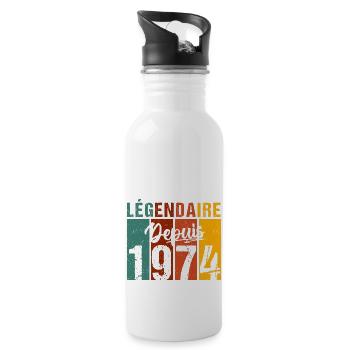 Légendaire depuis 1974 cadeau anniversaire vintage - Gourde avec paille intégrée - blanc - Droite