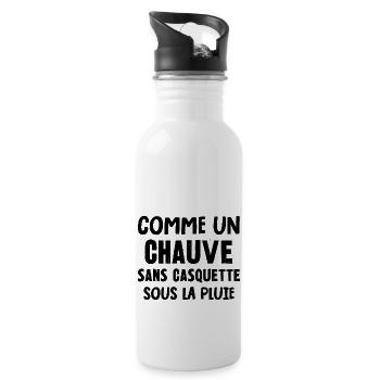 comme un chauve - Gourde avec paille intégrée - blanc - Droite