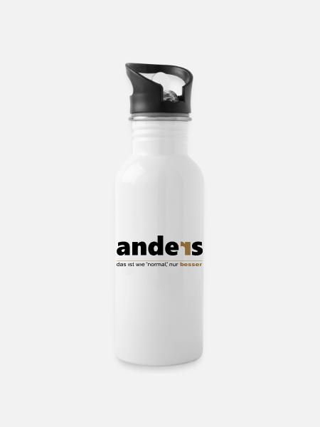 Anders ist wie "normal", nur besser. Sei du selbst - Trinkflasche mit integriertem Trinkhalm - Weiß
